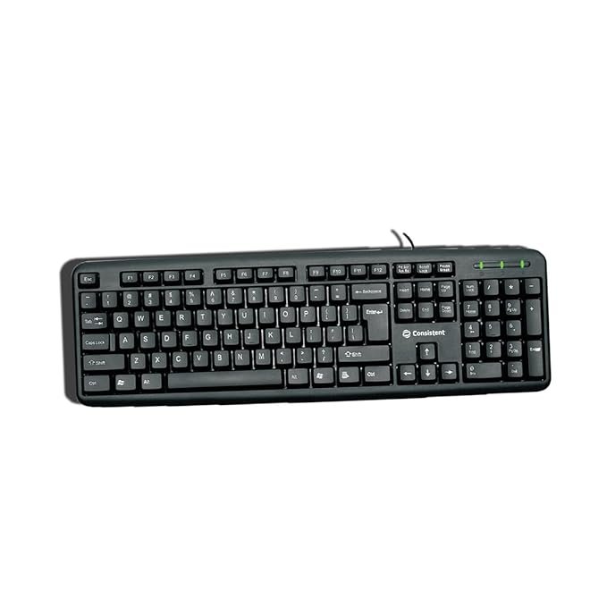 Consistent SK101 Wired Keyboard | Full-Size | USB Plug & Play | Spill-Resistant