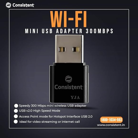 Consistent 300Mbps WiFi Mini USB Adapter | Secure Wireless Connectivity - Image 2