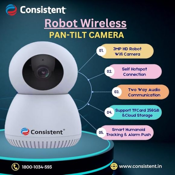 Consistent Mini 3MP WiFi Pan-Tilt Security Camera | 360° View | Night Vision - Image 2