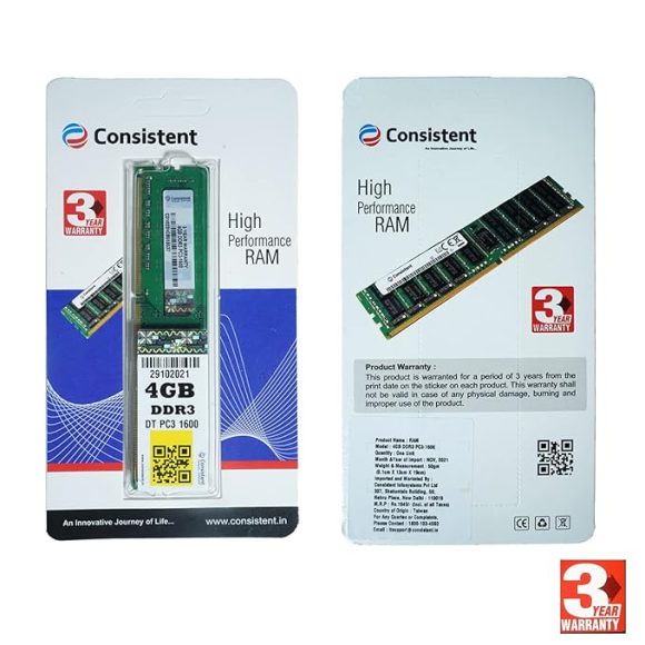 Consistent 4GB DDR3 1600MHz Desktop RAM | U-DIMM | 3Y Warranty - Image 2