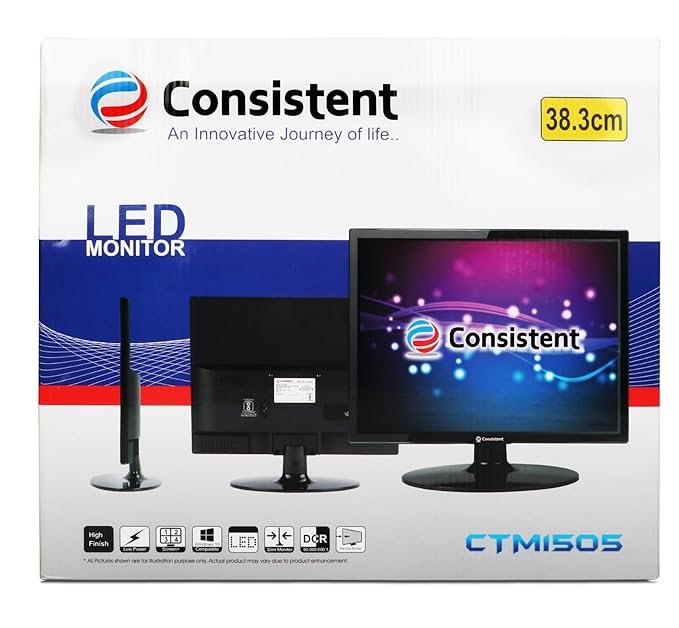 Consistent 15.1" Ultra-Slim LED Monitor (CTM 1505) | VGA | Black